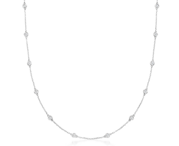 Diamond station chain necklace