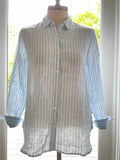 White with blue stripe linen blouse