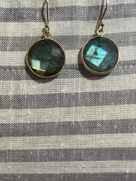 Labradorite coin earrings