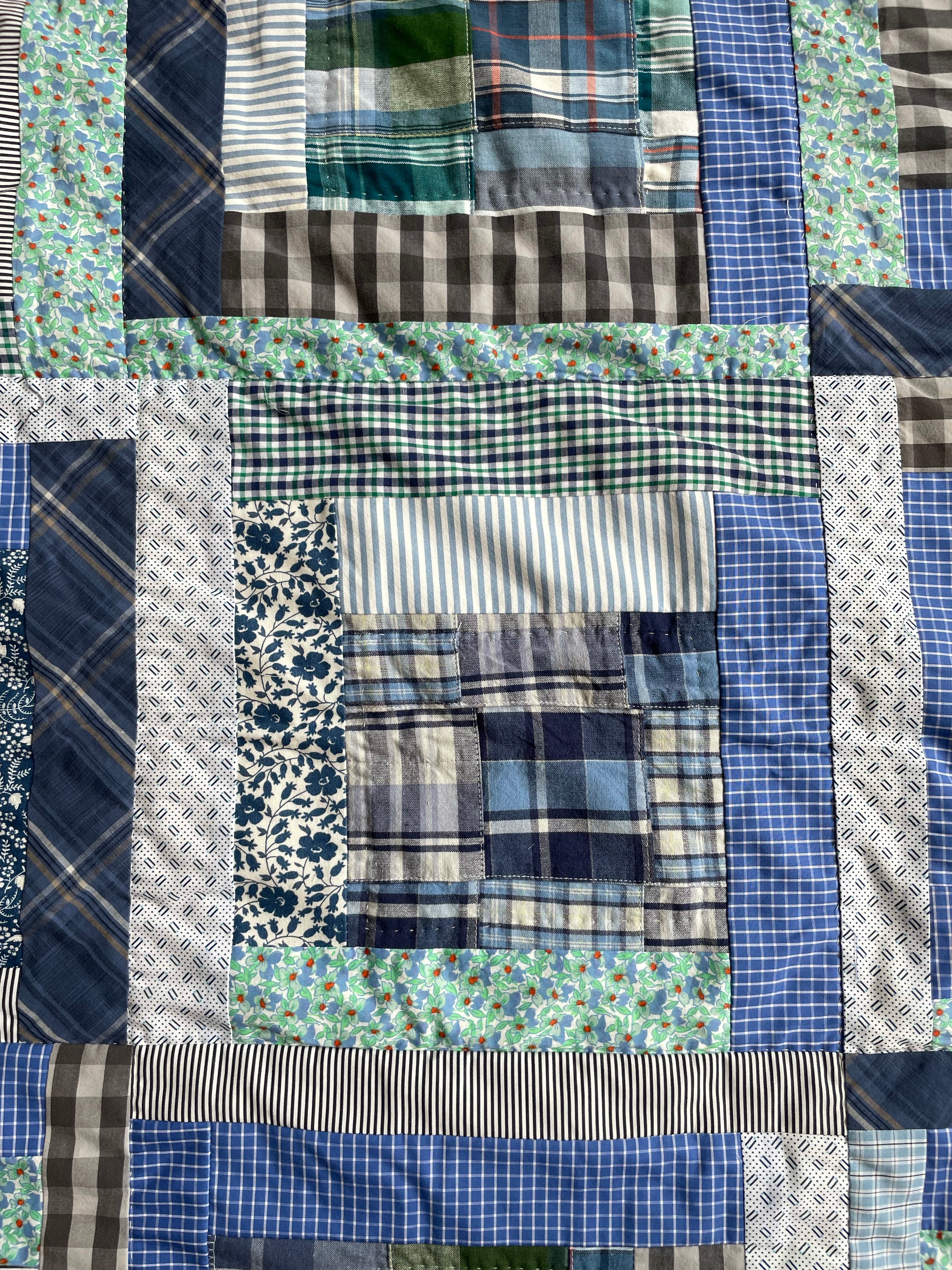 Quilt Around the Madras Block blues - abigailheche