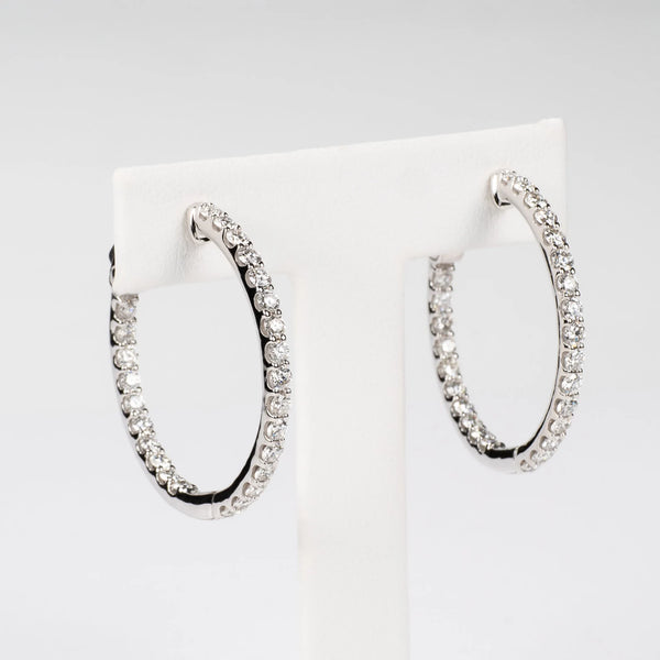 1 carat Diamond hoop earrings, inside, outside set